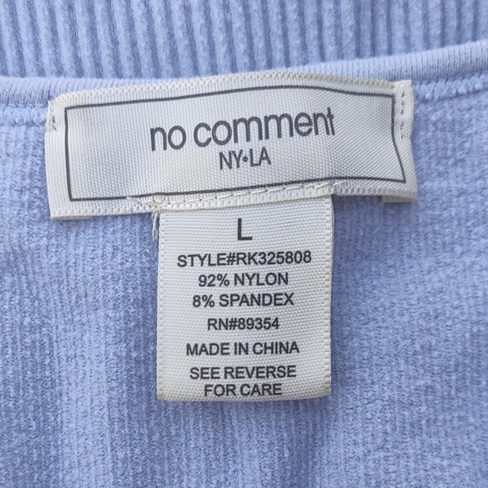 No Comment Light Blue Ribbed Tank Top Size Large - Picture 3 of 4